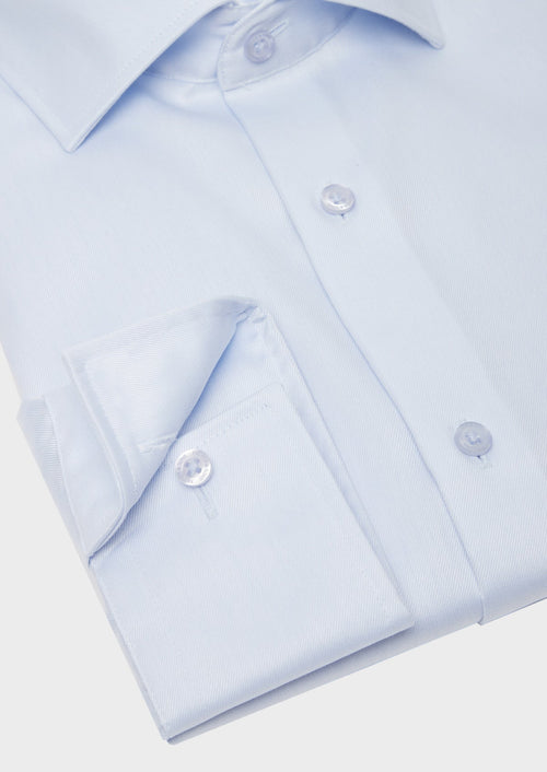 Chemise habillée non-iron Slim en popeline de coton uni bleu ciel - Father & Sons - 3