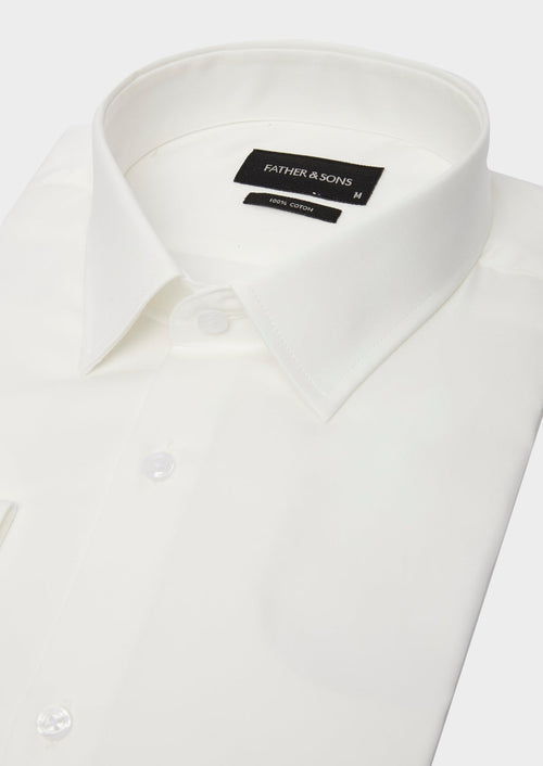 Chemise habillée Regular en twill de coton uni écru - Father & Sons - 3