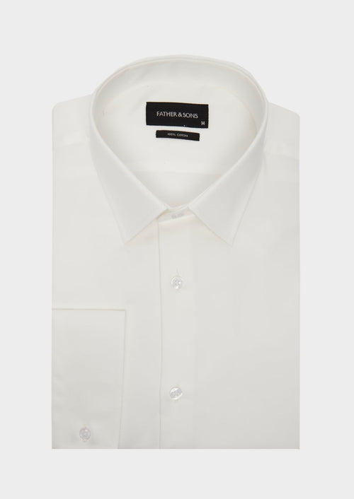 Chemise habillée Regular en twill de coton uni écru - Father & Sons - 1