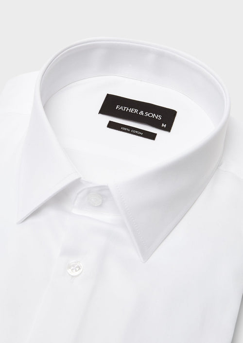 Chemise habillée Slim en satin uni blanc - Father & Sons - 3