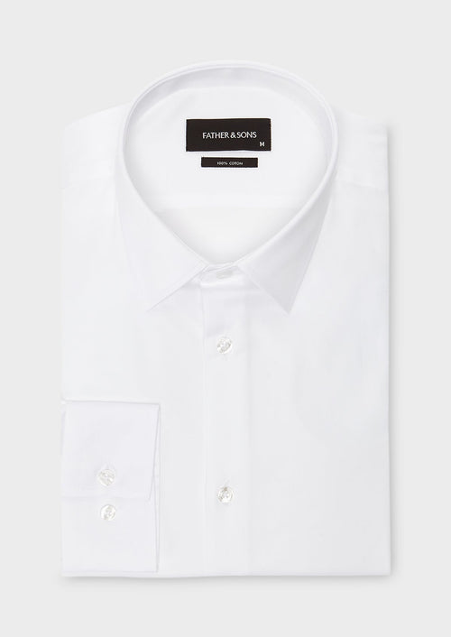 Chemise habillée Slim en satin uni blanc - Father & Sons - 1
