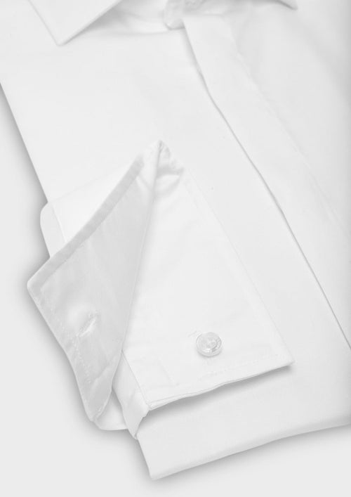 Chemise habillée Slim en coton sergé uni blanc - Father & Sons - 4