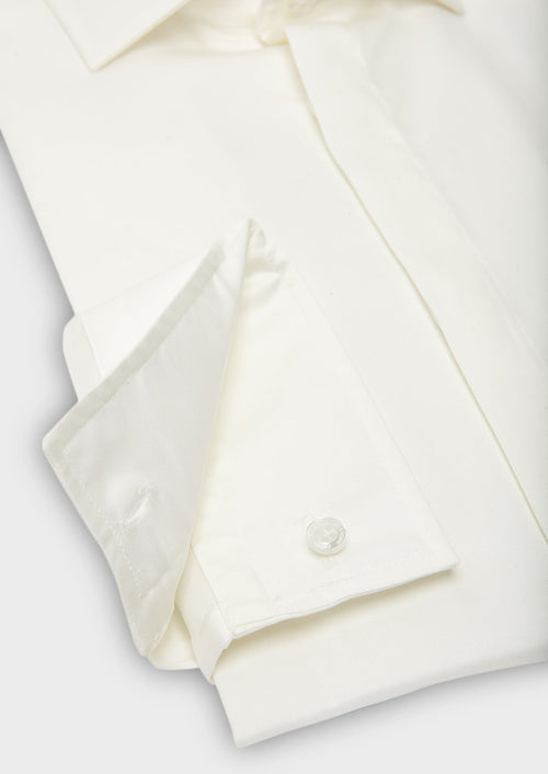 Chemise habillée Slim en coton sergé écru à col italien - Father & Sons - 4
