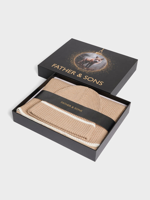 Coffret cadeau bonnet et écharpe camel - Father & Sons - 4