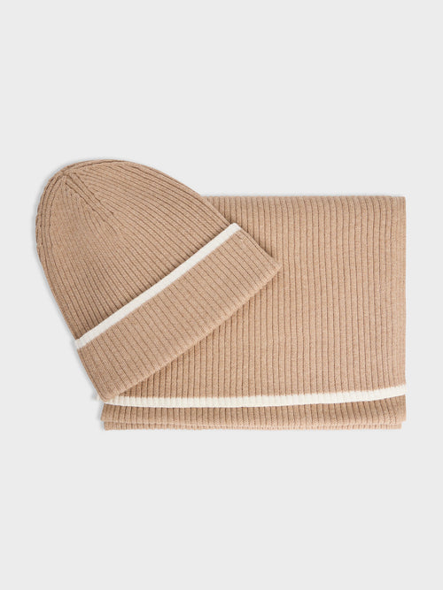 Coffret cadeau bonnet et écharpe camel - Father & Sons - 1
