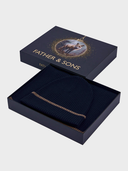 Coffret cadeau bonnet et écharpe bleu indigo - Father & Sons - 4