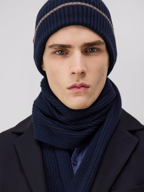 Coffret cadeau bonnet et écharpe bleu indigo - Father & Sons - 5