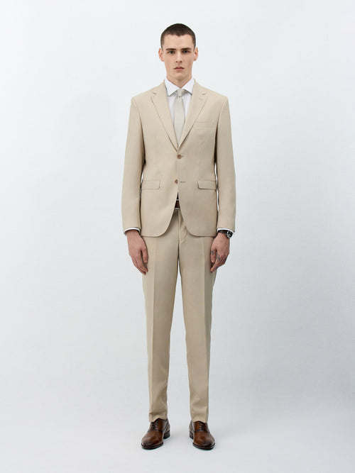 Costume 2 pièces Slim en laine beige - Father & Sons - 1