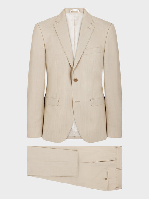 Costume 2 pièces Slim en laine beige - Father & Sons - 8