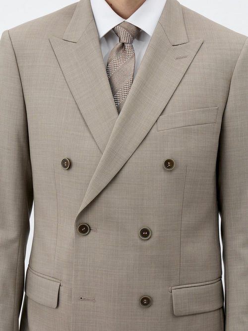 Costume 2 pièces croisé Regular en laine beige - Father & Sons - 7