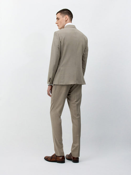 Costume 2 pièces croisé Regular en laine beige - Father & Sons - 2