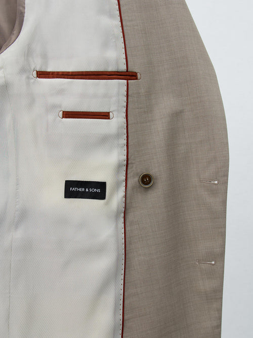 Costume 2 pièces croisé Regular en laine beige - Father & Sons - 5