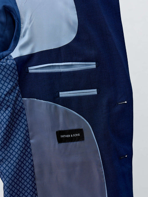Costume 2 pièces Slim en laine bleu cobalt - Father & Sons - 5