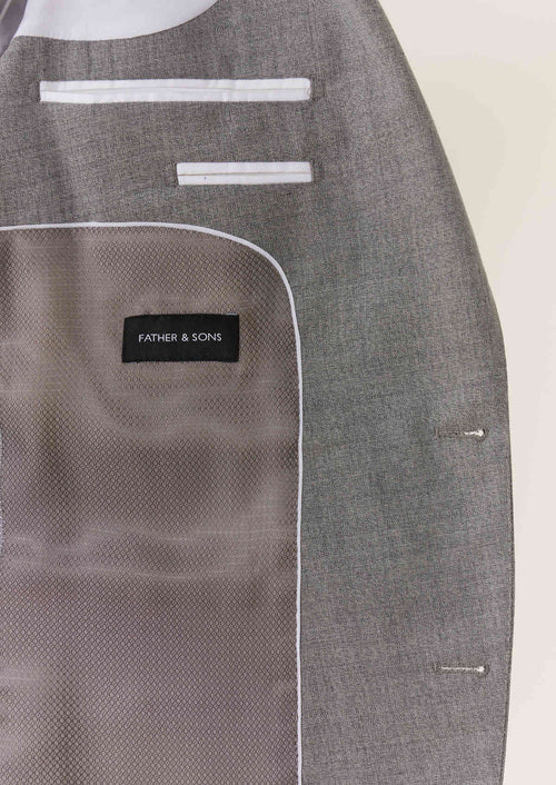 Costume 2 pièces Regular en laine unie gris clair - Father & Sons - 3