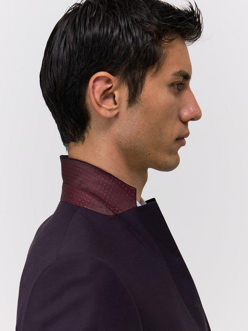Costume 2 pièces Slim en laine aubergine - Father & Sons - 3