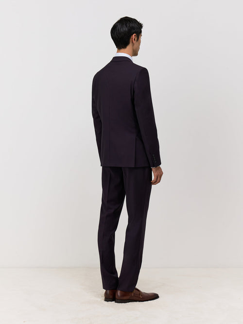 Costume 2 pièces Slim en laine aubergine - Father & Sons - 2