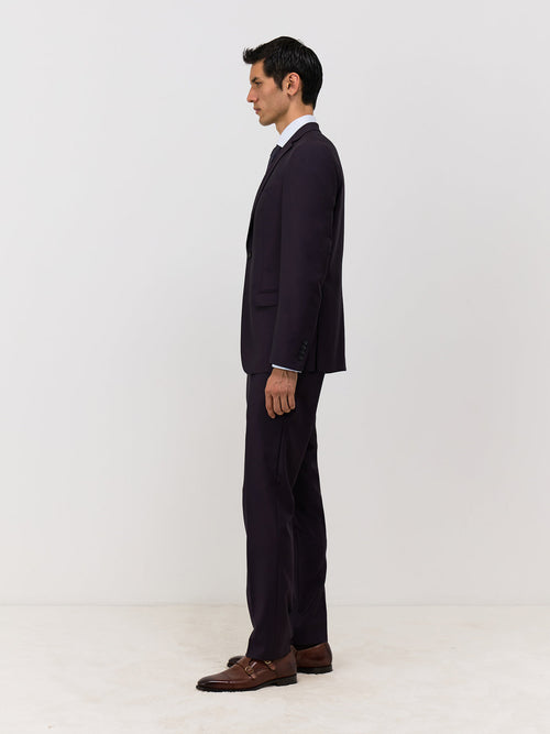 Costume 2 pièces Slim en laine aubergine - Father & Sons - 7