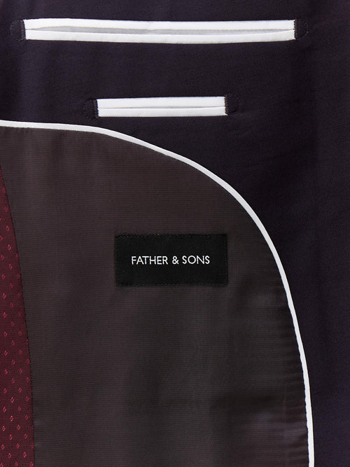 Costume 2 pièces Slim en laine aubergine - Father & Sons - 5