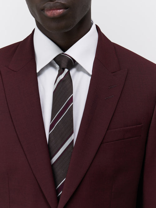 Costume 2 pièces Slim en laine bordeaux - Father & Sons - 6