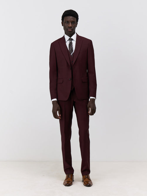 Costume 2 pièces Slim en laine bordeaux - Father & Sons - 7