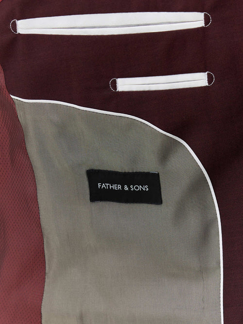 Costume 2 pièces Slim en laine bordeaux - Father & Sons - 5