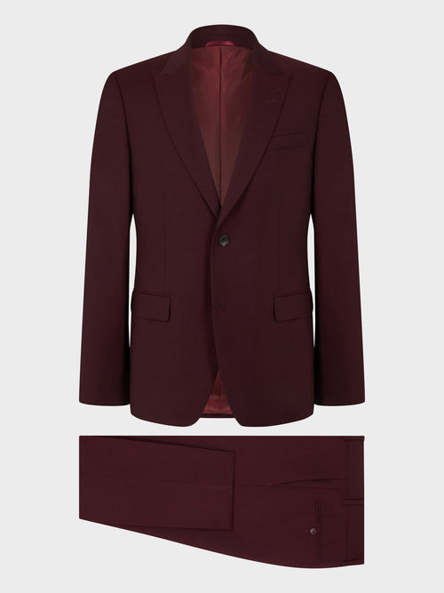Costume 2 pièces Slim en laine bordeaux - Father & Sons - 8