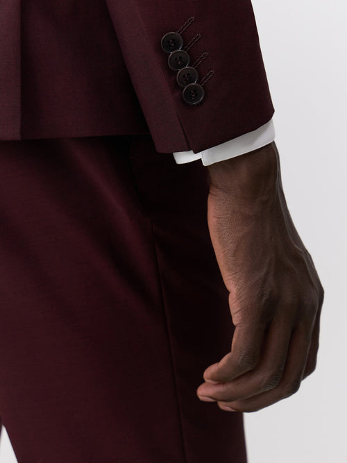 Costume 2 pièces Slim en laine bordeaux - Father & Sons - 4