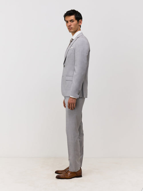 Costume 2 pièces Slim en laine gris clair - Father & Sons - 7