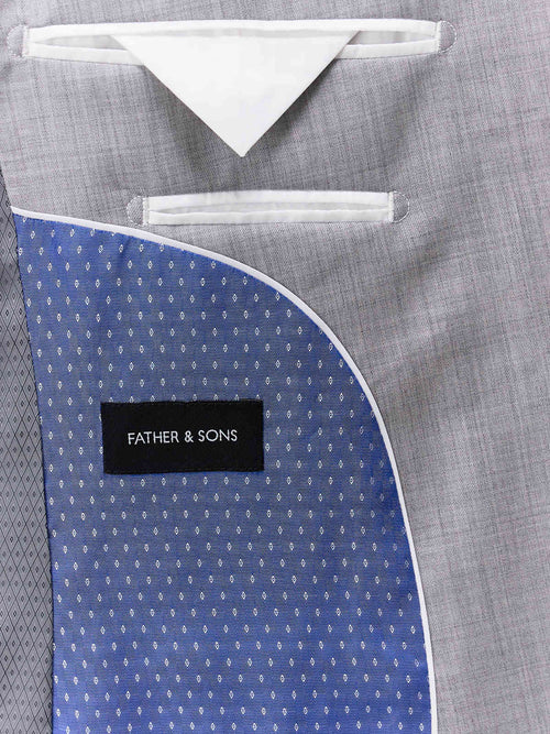 Costume 2 pièces Slim en laine gris clair - Father & Sons - 5