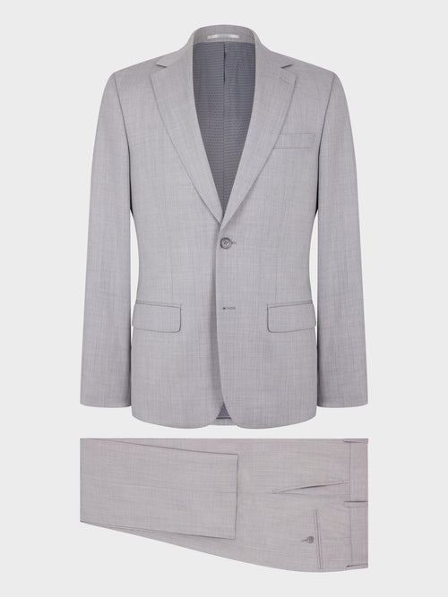 Costume 2 pièces Slim en laine gris clair - Father & Sons - 8