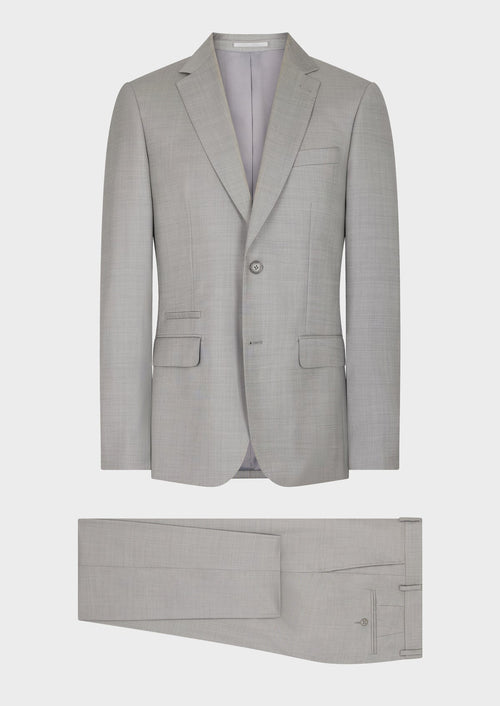 Costume 2 pièces Slim en laine unie gris perle - Father & Sons - 1