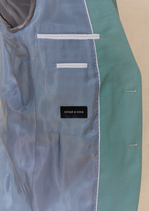 Costume 2 pièces Slim en laine unie vert d'eau - Father & Sons - 3