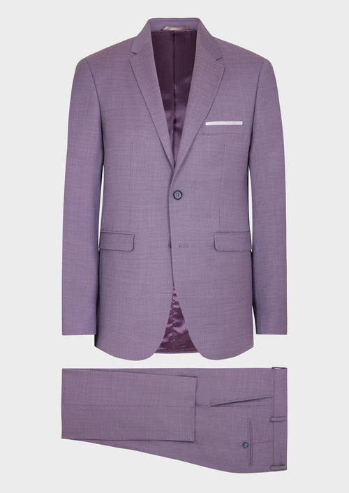 Costume 2 pièces Slim en laine unie violine - Father & Sons   - 1