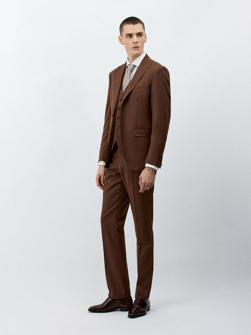 Costume 2 pièces Slim en laine terracotta - Father & Sons - 7