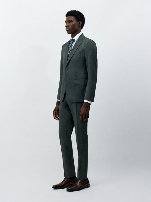 Costume 2 pièces Slim en laine mélangée vert foncé - Father & Sons - 7