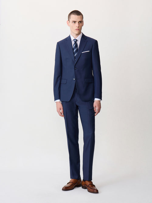 Costume 2 pièces regular en laine Vitale Barberis Canonico bleu marine Prince de Galles - Father & Sons - 1