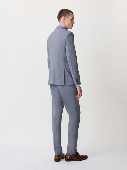 Costume 2 pièces slim en laine bleu chambray Prince de Galles - Father & Sons - 2