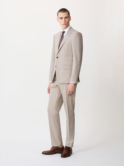 Costume 2 pièces slim en laine beige - Father & Sons - 3