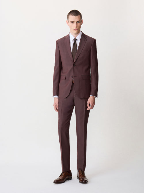 Costume 2 pièces slim en laine bordeaux - Father & Sons - 3