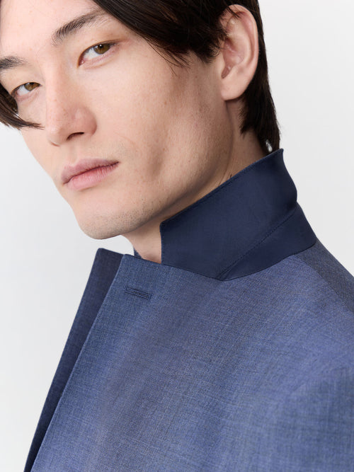 Costume 2 pièces slim en laine stretch bleu chambray - Father & Sons - 3