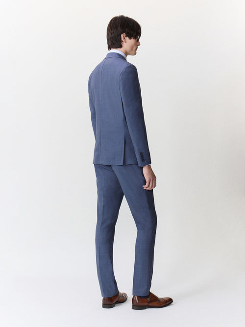 Costume 2 pièces slim en laine stretch bleu chambray - Father & Sons - 2