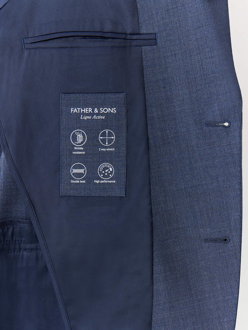 Costume 2 pièces slim en laine stretch bleu chambray - Father & Sons - 6