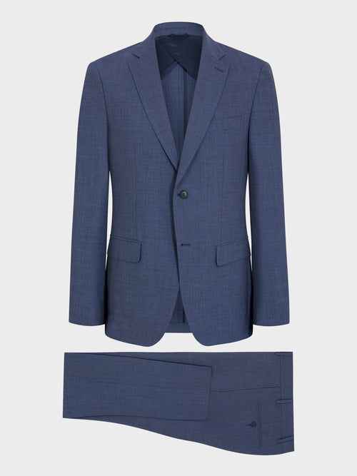 Costume 2 pièces slim en laine stretch bleu chambray - Father & Sons - 7