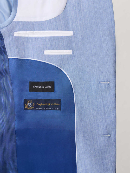 Costume 2 pièces slim en laine mélangée bleu ciel - Father & Sons - 6
