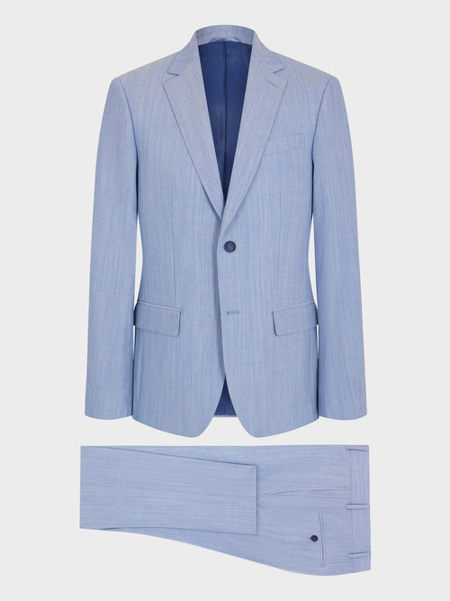Costume 2 pièces slim en laine mélangée bleu ciel - Father & Sons - 7