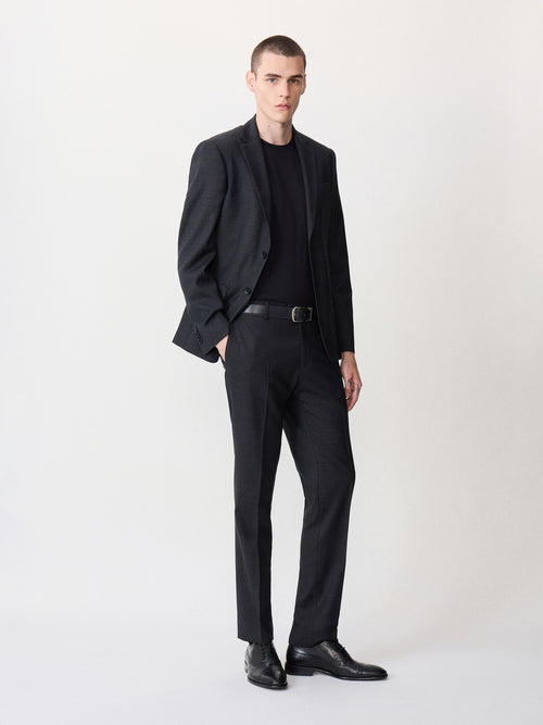 Costume 2 pièces slim en laine stretch noire - Father & Sons - 3