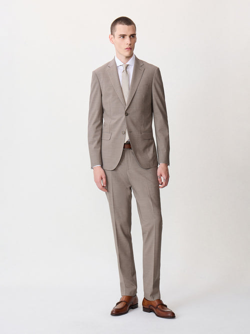 Costume 2 pièces slim en laine stretch marron - Father & Sons - 7