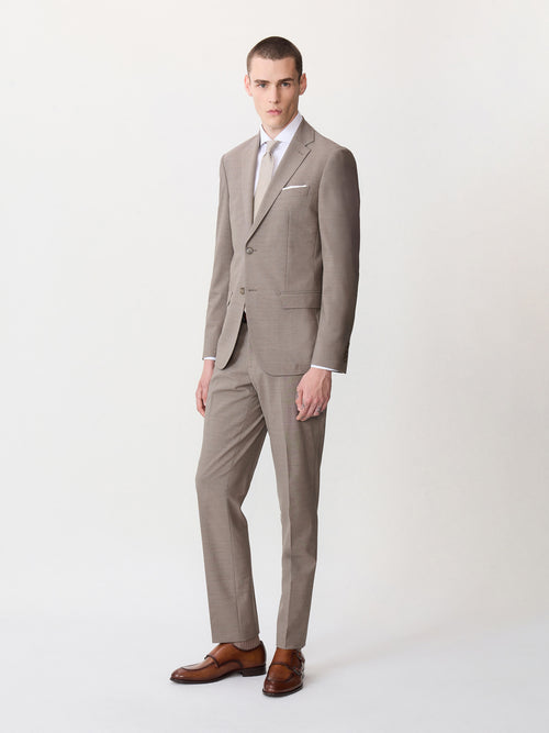 Costume 2 pièces slim en laine stretch marron - Father & Sons - 3