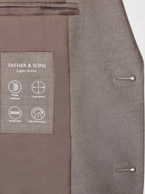 Costume 2 pièces slim en laine stretch marron - Father & Sons - 6