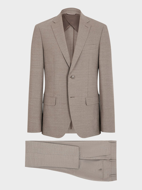 Costume 2 pièces slim en laine stretch marron - Father & Sons - 8